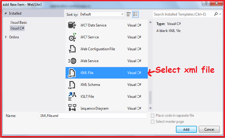 how to add xml file in asp.net csharp