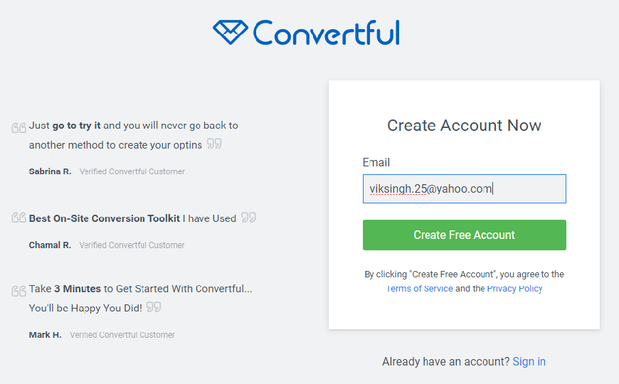 create a login in convertful